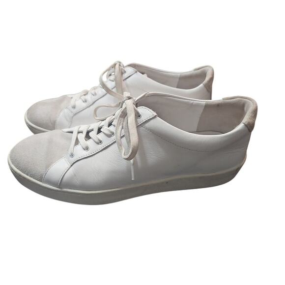 VINCE Women's Sz 8.5 Janna White Leather And Suede Low Top Lace Up Sneaker - Picture 1 of 9